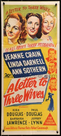 4c674 LETTER TO THREE WIVES Aust daybill 1949 Crain, Linda Darnell, Sothern, young Kirk Douglas