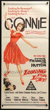 4c685 LOOKING FOR LOVE Aust daybill 1964 great full-length art of pretty singer Connie Francis!