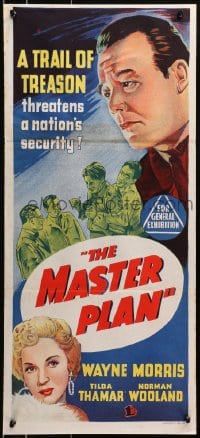 4c712 MASTER PLAN Aust daybill 1955 Wayne Morris & Tilda Thamar, communist spy thriller!