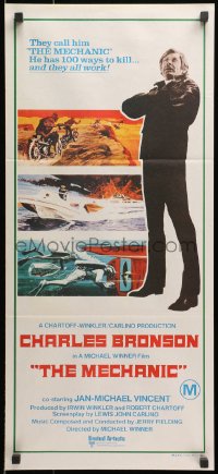 4c719 MECHANIC Aust daybill 1972 Charles Bronson, he has more than a dozen ways to kill!