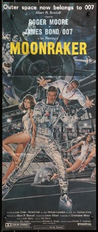 4c728 MOONRAKER Aust daybill 1979 Roger Moore as James Bond by Goozee, no border design!