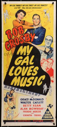 4c740 MY GAL LOVES MUSIC Aust daybill 1944 sexy Grace McDonald sings, swings & dances, Bob Crosby
