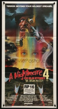 4c756 NIGHTMARE ON ELM STREET 4 Aust daybill 1989 art of Englund as Freddy Krueger by Matthew Peak!