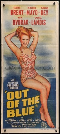 4c771 OUT OF THE BLUE Aust daybill 1949 super sexy full-length Virginia Mayo in swimsuit!