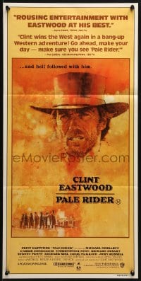 4c776 PALE RIDER Aust daybill 1985 great artwork of cowboy Clint Eastwood by C. Michael Dudash!
