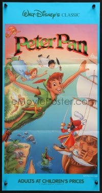 4c786 PETER PAN Aust daybill R1992 Walt Disney animated cartoon fantasy classic, great art!