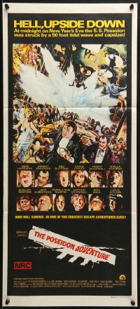 4c795 POSEIDON ADVENTURE Aust daybill 1973 Gene Hackman & Stella Stevens escaping by Mort Kunstler!