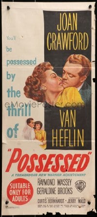 4c796 POSSESSED Aust daybill 1947 great romantic close image of Joan Crawford & Van Heflin!