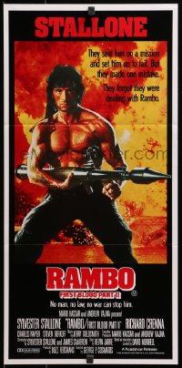 4c812 RAMBO FIRST BLOOD PART II Aust daybill 1985 no man, no law, no war can stop Stallone!