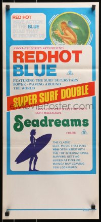 4c818 REDHOT BLUE/SEADREAMS Aust daybill 1970s surfing superstars power-waving around the world!