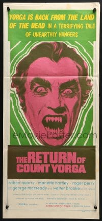 4c822 RETURN OF COUNT YORGA Aust daybill 1971 Robert Quarry, AIP vampires, wild monster art!