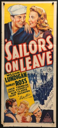 4c836 SAILORS ON LEAVE Aust daybill 1941 cool hand-litho art of Navy men & sexy girls on ship!