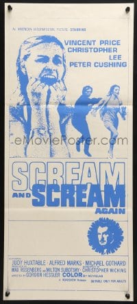 4c839 SCREAM & SCREAM AGAIN Aust daybill 1970 Vincent Price, different horror images!