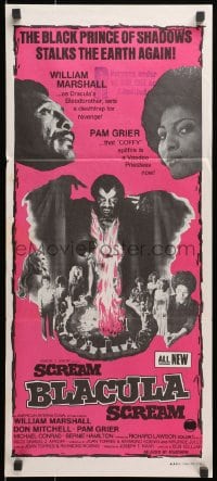 4c840 SCREAM BLACULA SCREAM Aust daybill 1973 image of black vampire William Marshall & Pam Grier!
