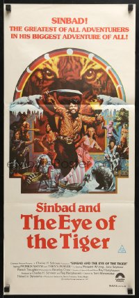 4c858 SINBAD & THE EYE OF THE TIGER Aust daybill 1977 Ray Harryhausen, cool Birney Lettick fantasy art!