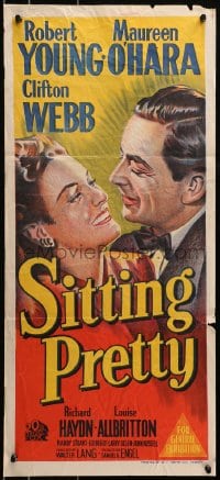 4c859 SITTING PRETTY Aust daybill 1948 Robert Young, Maureen O'Hara, Clifton Webb as Mr. Belvedere!