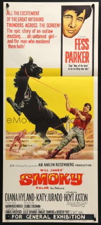 4c868 SMOKY Aust daybill 1966 western cowboy Fess Parker tames outlaw mustang!