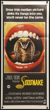 4c884 SSSSSSS Aust daybill 1973 Dirk Benedict, Heather Menzies, mad scientist cobra snake horror!