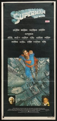 4c903 SUPERMAN Aust daybill 1978 great art of hero Christopher Reeve flying from Metropolis!