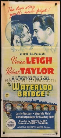 4c972 WATERLOO BRIDGE Aust daybill R1940s Vivien Leigh & Robert Taylor in World War II!