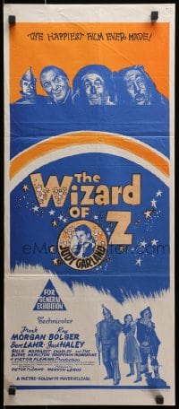 4c994 WIZARD OF OZ orange style Aust daybill R1970s Victor Fleming, Judy Garland, all-time classic!