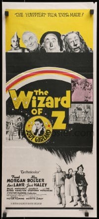 4c995 WIZARD OF OZ yellow style Aust daybill R1970s Victor Fleming, Judy Garland, all-time classic!