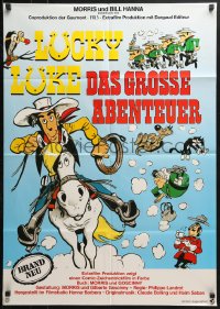 4c219 LES DALTON EN CAVALE German 1983 Jacques Balutin, wacky art of Lucky Luke on horseback!
