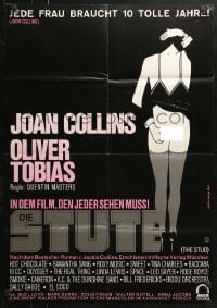 4c245 STUD German 1979 Joan Collins, from Jackie Collins novel, sexy art by George Morf!