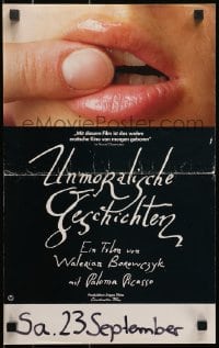 4c265 IMMORAL TALES German 12x19 1976 Contes Immoraux, finger on lips, daughter of Pablo Picasso!