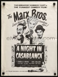 4c275 NIGHT IN CASABLANCA New Zealand R1970s wacky art of Marx Brothers, Groucho, Chico & Harpo!