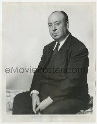 4d108 ALFRED HITCHCOCK  8x10 still 1957 great seated portrait of the legendary English director!