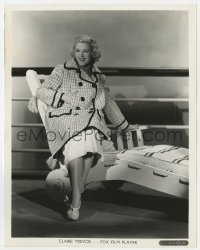 4d180 BLACK SHEEP  8x10 still 1935 Claire Trevor modeling reefer coat of black & white plaid wool!