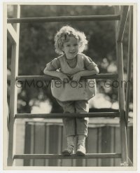 4d203 BRIGHT EYES candid 8x10 still 1934 adorable Shirley Temple posing on playground ladder!