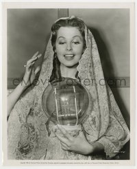 4d226 CARIBBEAN candid 8.25x10 still 1952 Arlene Dahl using studio light bulb as a crystal ball!