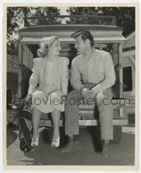 4d244 CLARK GABLE/CAROLE LOMBARD  8.25x10 still 1939 chatting on tailgate between scenes by Miehle!