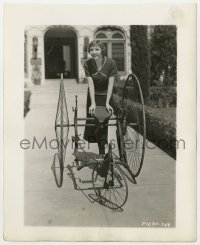 4d245 CLAUDETTE COLBERT  8x10 key book still 1930s at her Hollywood home with cool early tricycle!