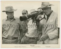 4d458 HATARI candid 8.25x10 still 1962 director Howard Hawks watches John Wayne with cool camera!