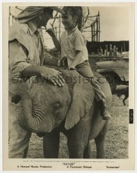 4d457 HATARI  8.25x10 still 1962 John Wayne playing with daughter Aissa Wayne on elephant!