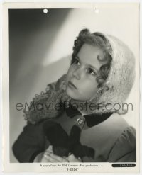 4d462 HEIDI  8.25x10 still 1937 close portrait of adorable Shirley Temple wearing warm clothes!