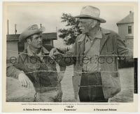 4d487 HUD  8.25x10 still 1963 close up of Paul Newman & Melvyn Douglas standing by fence!