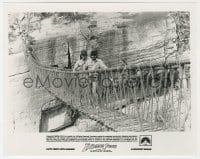 4d507 INDIANA JONES & THE TEMPLE OF DOOM candid 8x10 still 1984 Spielberg & Lucas on rope bridge!