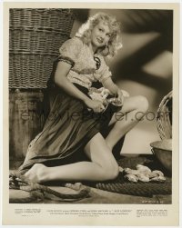 4d525 JACK LONDON  8.25x10 still 1943 c/u of Virginia Mayo showing her sexy legs & shucking oysters!
