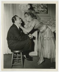 4d628 LOVELY TO LOOK AT candid deluxe 8.25x10 still 1952 Red Skelton & Ann Miller clowning on set!