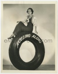 4d693 MUSIC GOES ROUND candid 8x10.25 still 1936 Rochelle Hudson on tire w/working title by Lippman!