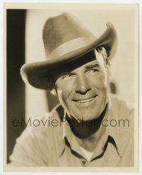 4d789 RANDOLPH SCOTT deluxe 8x10 still 1930s great head & shoulders portrait wearing cowboy hat!