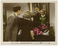 4d057 SECOND FIDDLE color 8x10.25 still 1939 ice skater Sonja Henie & Tyrone Power by mirror!