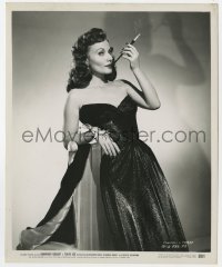 4d945 TOKYO JOE  8.25x10 still 1949 sexy Florence Marly in low-cut dress with cigarette holder!