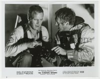 4d951 TOWERING INFERNO  8x10.25 still 1974 close up of Steve McQueen & Paul Newman at film's climax!