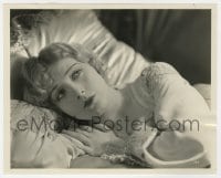 4d958 TWO LOVERS  8x9.75 still 1928 close up of pretty Vilma Banky awakened in bed by talking!