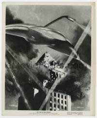 4d973 WAR OF THE WORLDS  8.25x10 still 1953 c/u of alien starship destroying LA City Hall building !